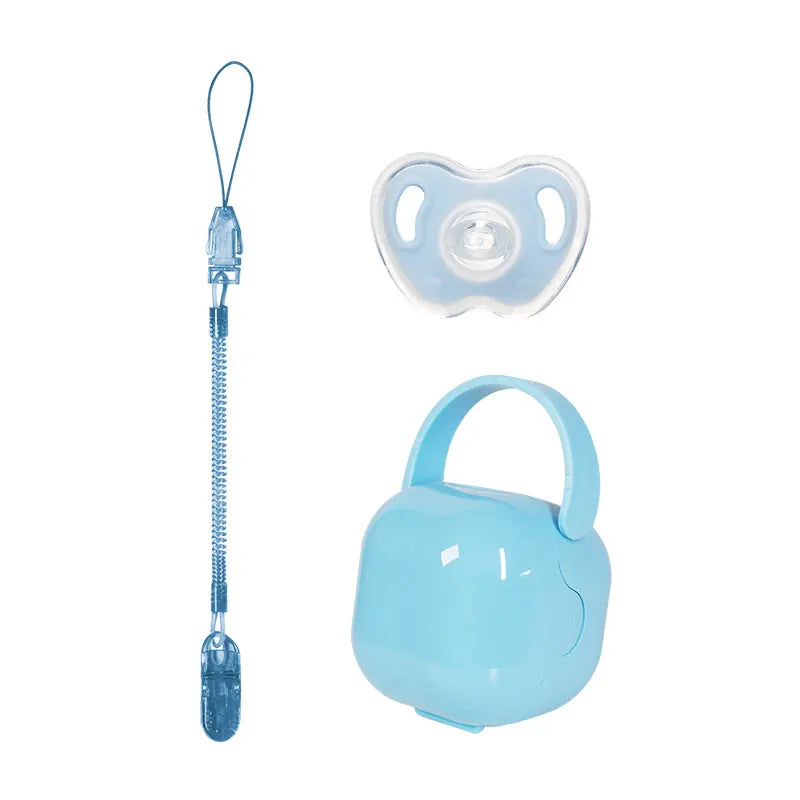 Baby Pacifier Set - 3-Piece Silicone with Case & Chain