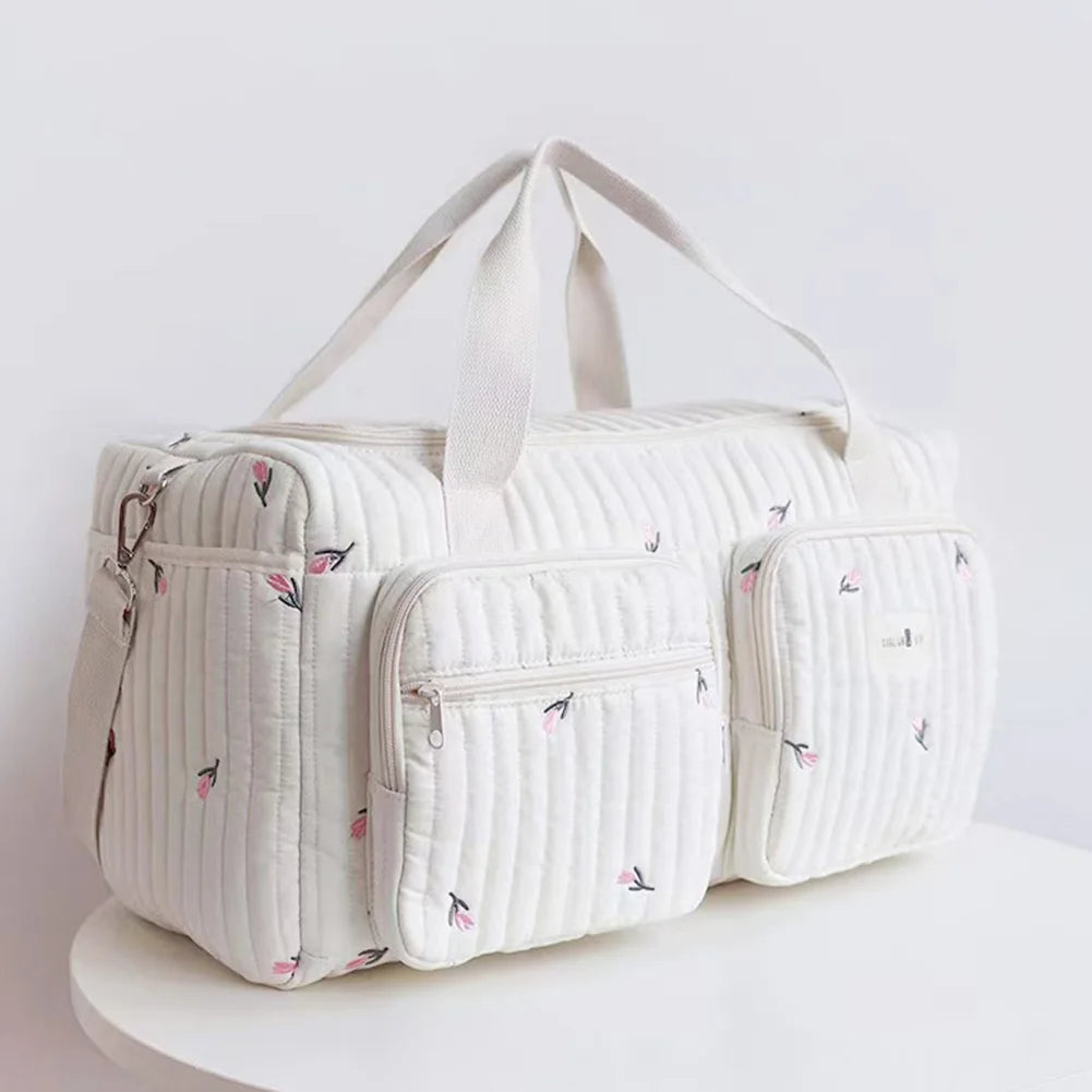 Quilted Baby Diaper Bag - Large Capacity Travel Bag