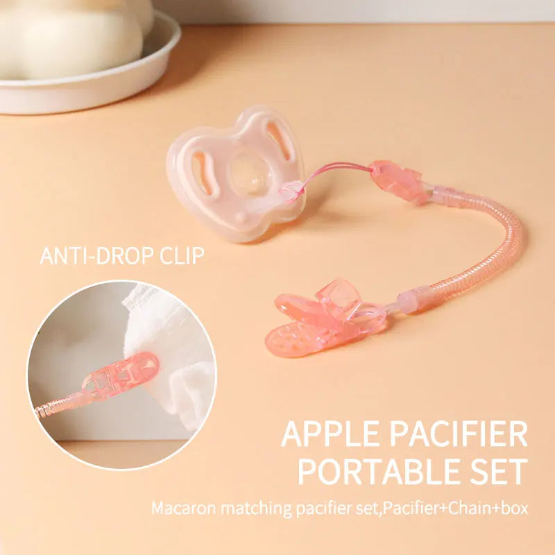 Baby Pacifier Set - 3-Piece Silicone with Case & Chain