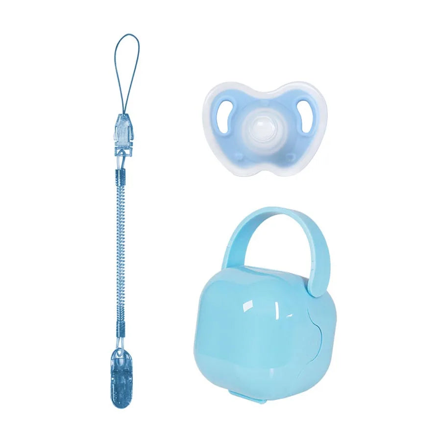 Baby Pacifier Set - 3-Piece Silicone with Case & Chain