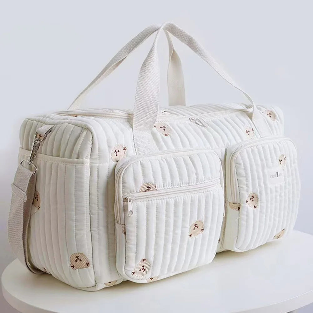 Quilted Baby Diaper Bag - Large Capacity Travel Bag