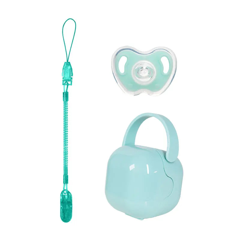 Baby Pacifier Set - 3-Piece Silicone with Case & Chain