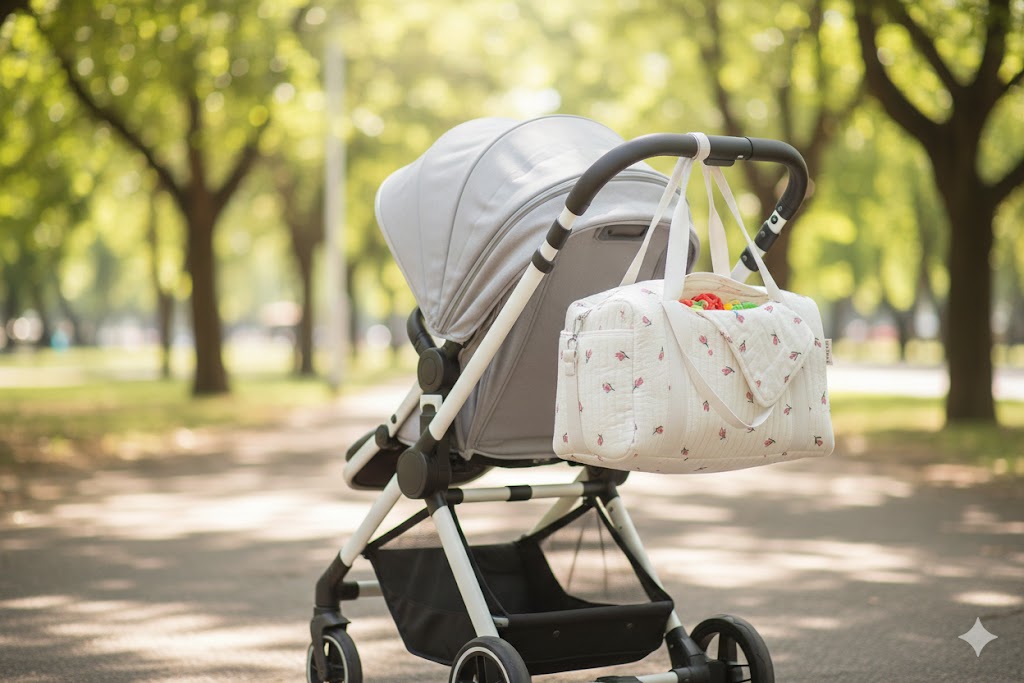 Quilted Baby Diaper Bag - Large Capacity Travel Bag