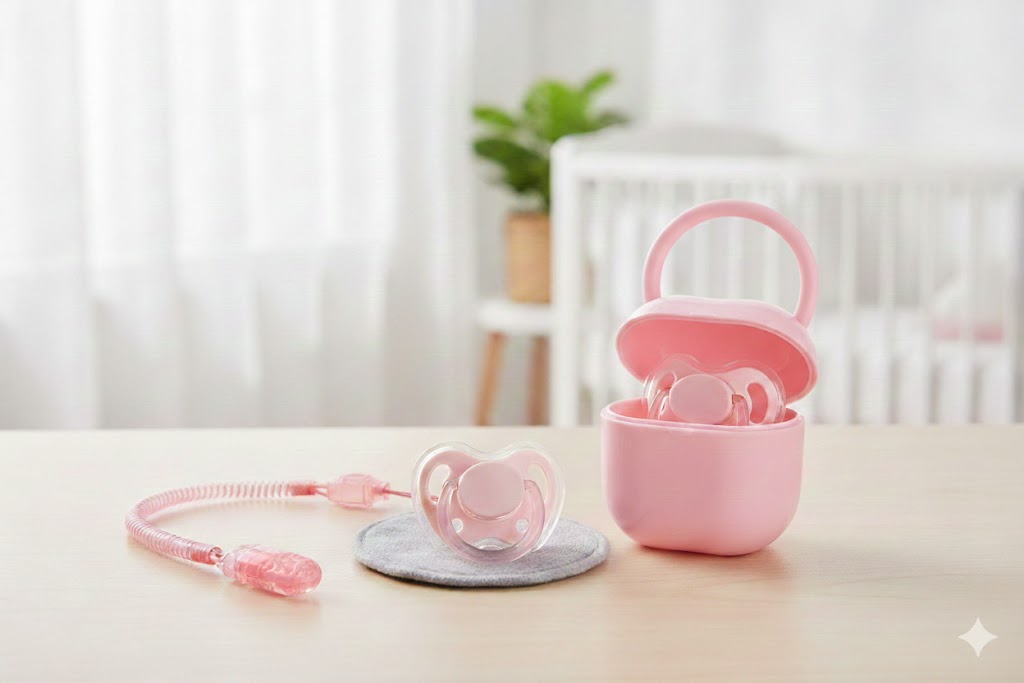 Baby Pacifier Set - 3-Piece Silicone with Case & Chain