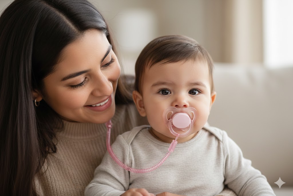 Baby Pacifier Set - 3-Piece Silicone with Case & Chain