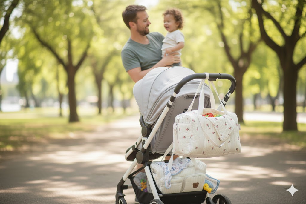 Quilted Baby Diaper Bag - Large Capacity Travel Bag