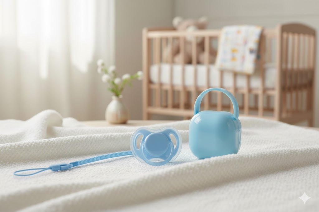 Baby Pacifier Set - 3-Piece Silicone with Case & Chain