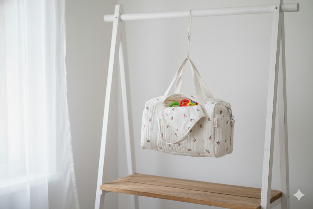 Quilted Baby Diaper Bag - Large Capacity Travel Bag