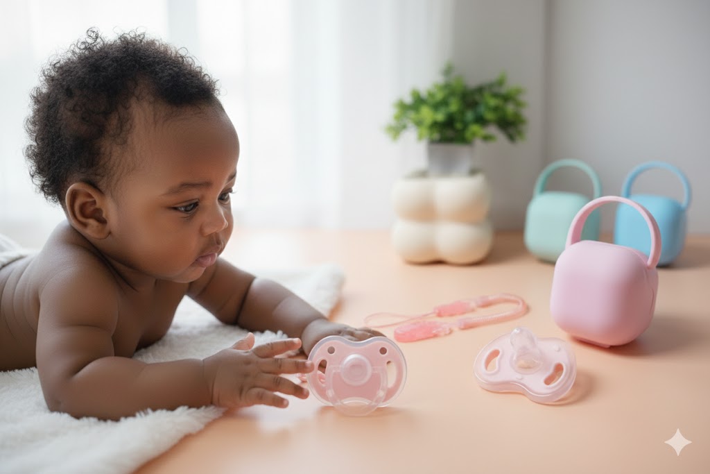 Baby Pacifier Set - 3-Piece Silicone with Case & Chain